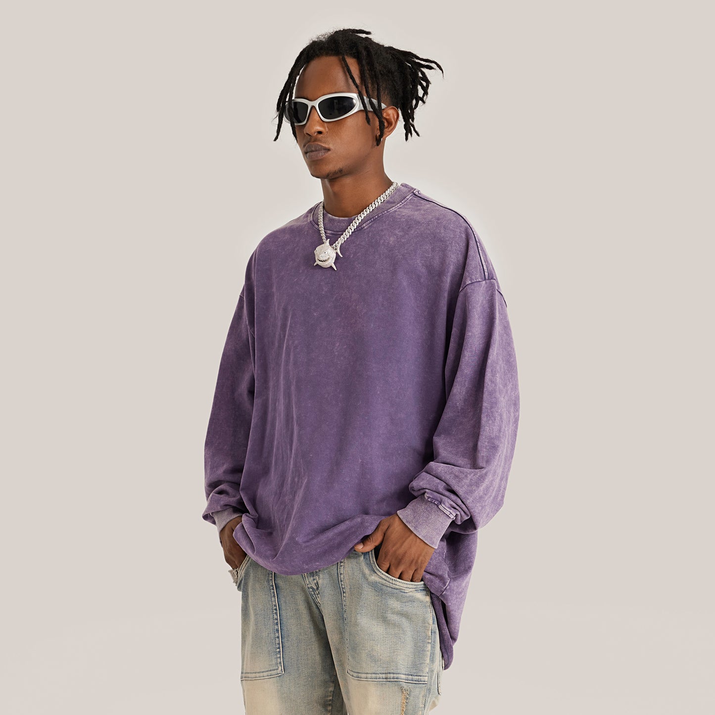 Vintage Vibe Raw Hem Long Sleeve