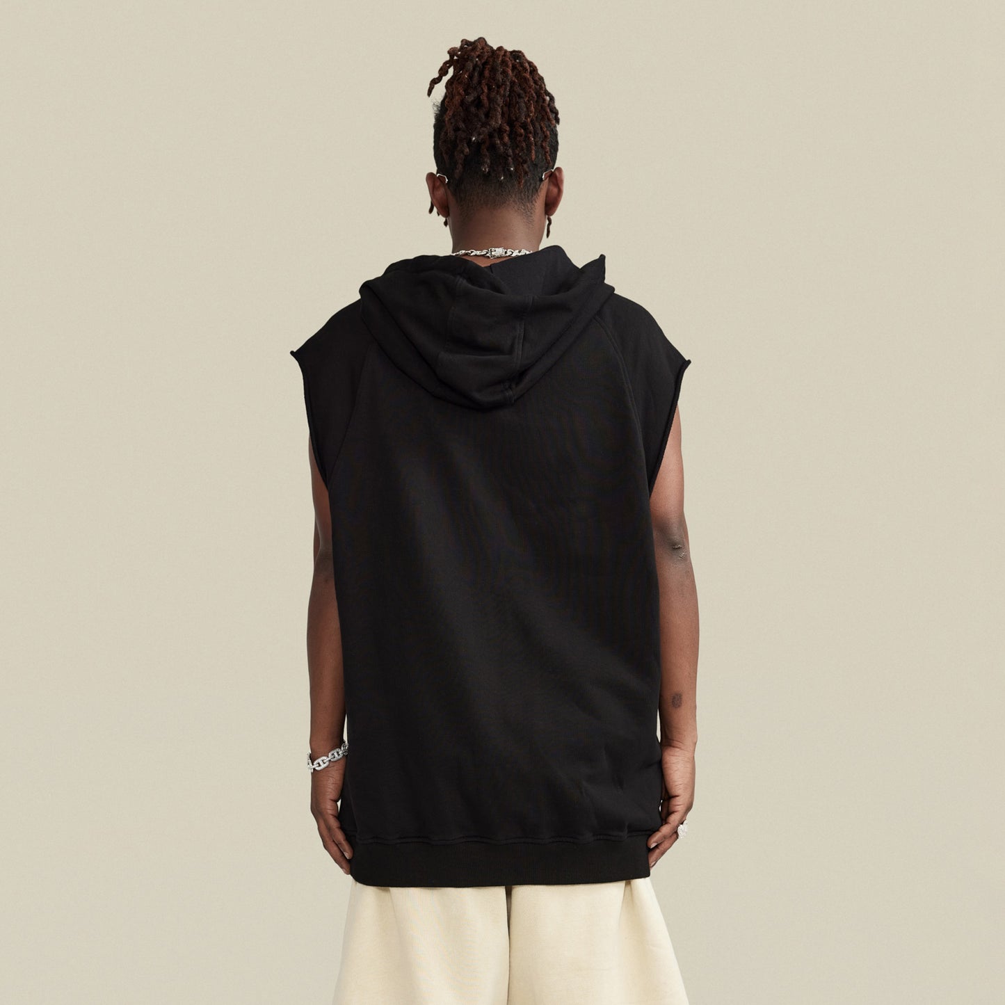 Oversized Vintage Sleeveless Hoodie