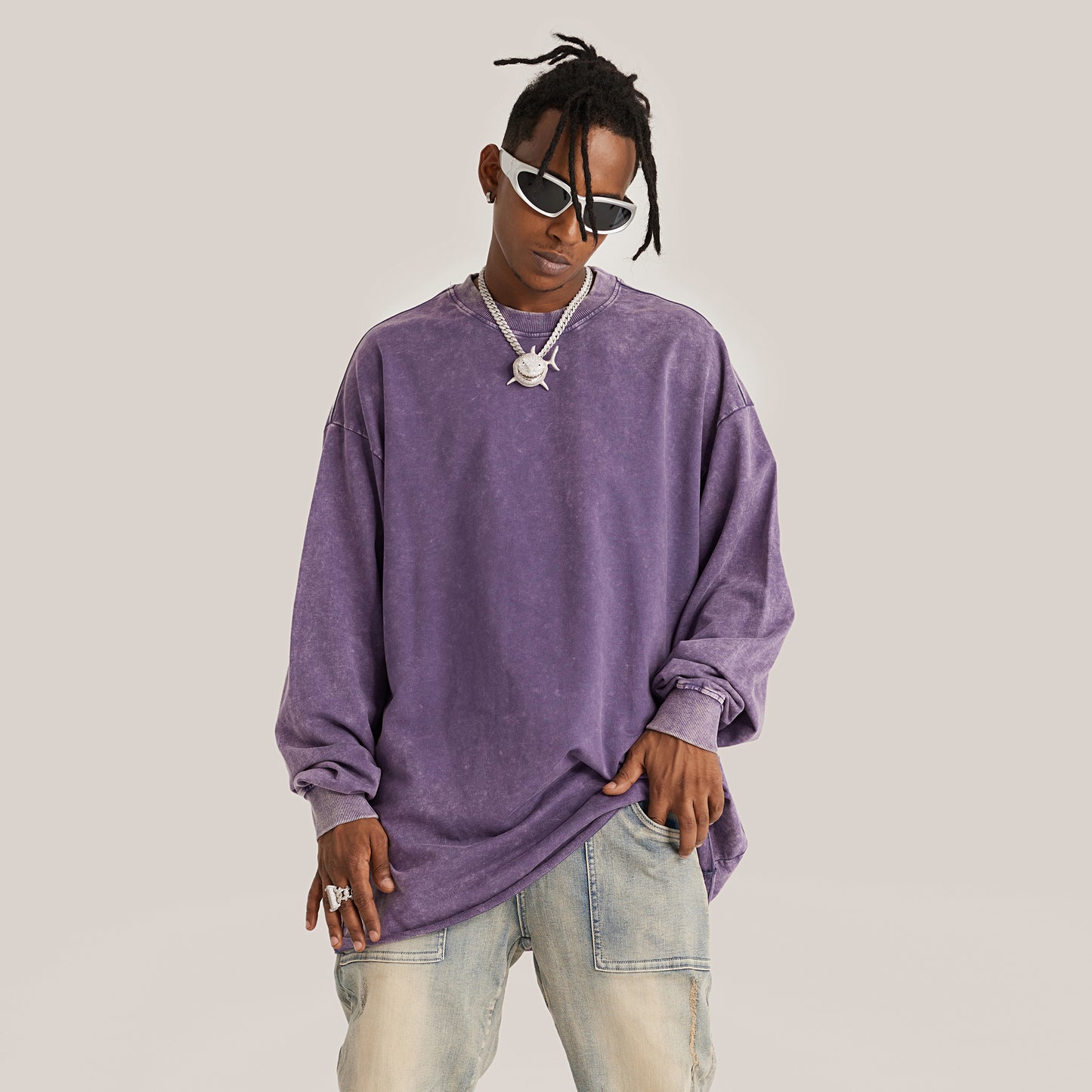 Vintage Vibe Raw Hem Long Sleeve