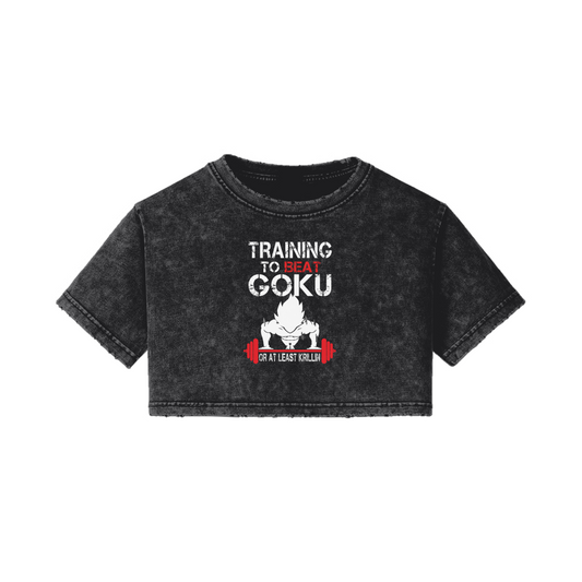 Training To Beat Goku Vintage Cropped Tee